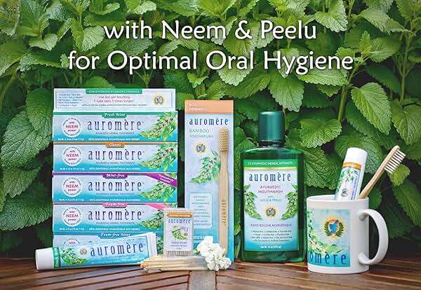 Auromere Ayurvedic Herbal Neem & Clove Toothpaste - All Natural Fluoride Free Toothpaste for Adults and Kids, Suitable for Sensitive Teeth, SLS-Free, Non GMO, Vegan, Cruelty-Free - 5 Pack - Image 5