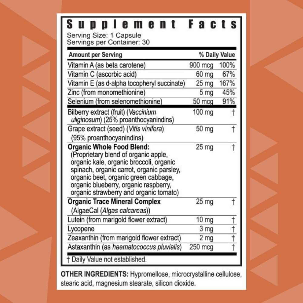 Youngevity Ocutiv™ - Eye Vitamin & Mineral Supplement - Contains Vitamin A, C, E, Zinc, Bilberry, Lutein, Lycopene, Zeaxanthin, Astaxanthin - 30 Capsules - Image 2