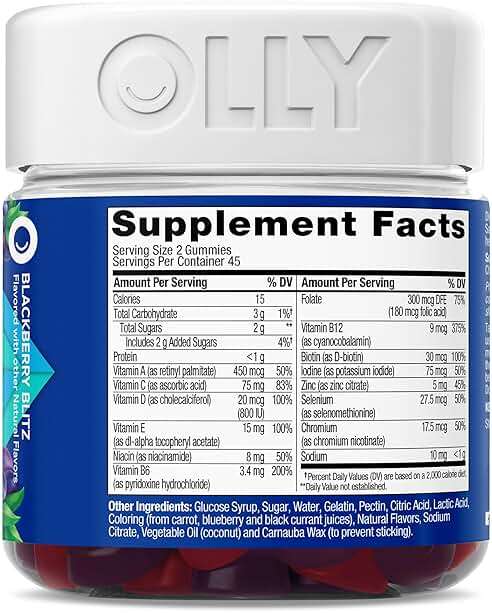 OLLY Men's Multivitamin Gummy, Vitamins A, C, D, E, B, Zinc, Blackberry Flavor, 45 Day Supply - 90 Count - Image 9