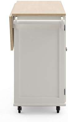 Homestyles Dolly Madison Off-White Mobile Kitchen Island Cart with Wood Drop Leaf Breakfast Bar - Image 14