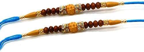 IndiaBigShop Set Of Two Rudrksha Rakhi Thread. Rakhi, Raksha Bandhan Gift For Your Brother Vary Color And Multi Design Assorted Rakhi - Image 1