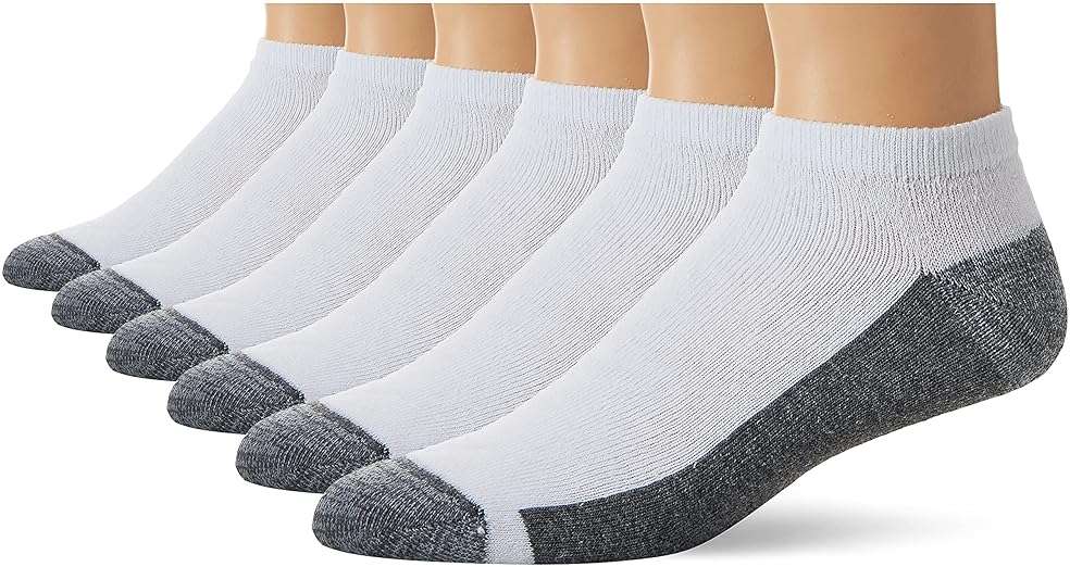 Hanes Men’s Max Cushion Low Cut Socks, 6, 8, and 12 Pair Pack, White and Black - Image 1