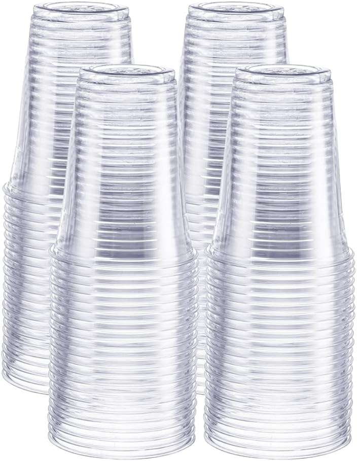 GUSTO [16 oz. - 100 Pack] Crystal PET Clear Plastic Cups for Party - Ideal for Cold Beverages, Smoothies, and Parties-(Formerly Comfy Package) - Image 1