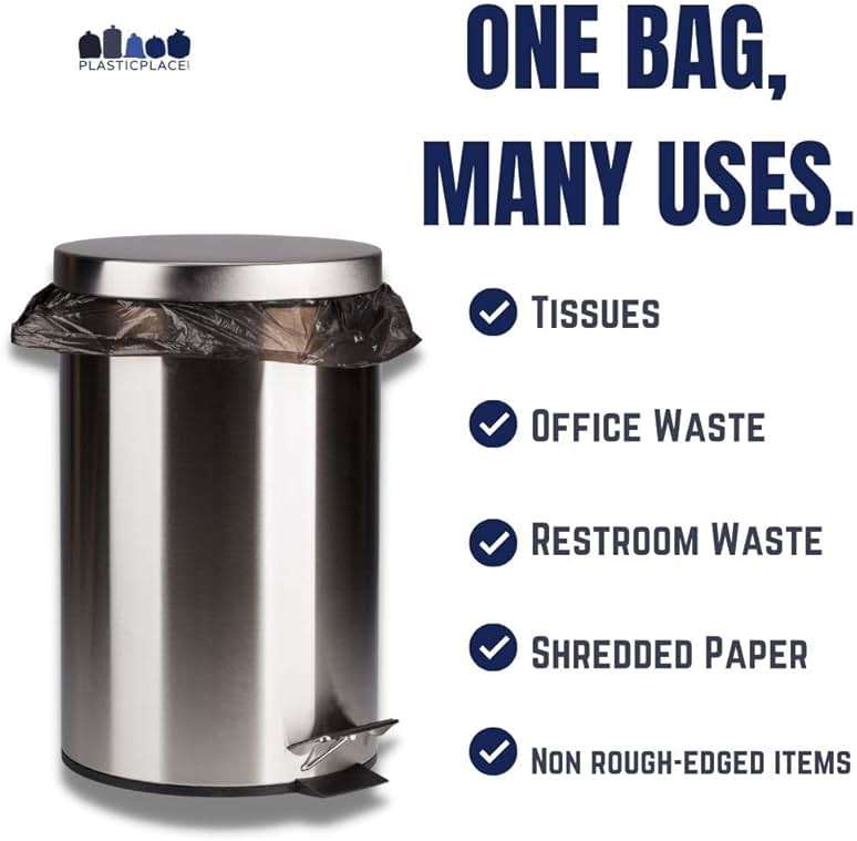 Plasticplace 12-16 Gallon Trash Count │ 0.8 Mil │ Black Garbage Can Liners │ 24" x 32" (500 Case), 24x32 Inch (Pack of 500) - Image 4