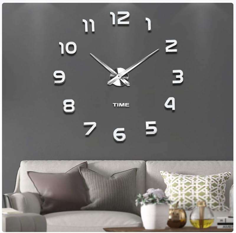 VANGOLD Frameless DIY Wall Clock 3D Mirror Wall Clock Large Mute Wall Stickers for Living Room Bedroom Home Decorations - Image 1