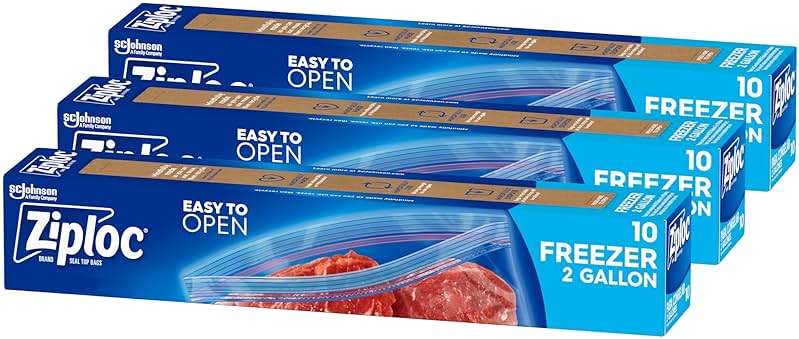Ziploc 2 Gallon Food Storage Freezer Bags, Grip 'n Seal Technology for Easier Grip, Open, and Close, 30 Bags Total - Image 1