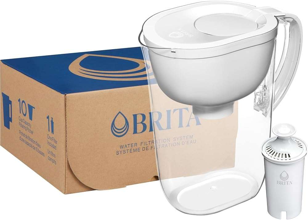Brita Large 10-Cup Water Filter Pitcher, WQA NSF/ANSI Certified, Removes Chlorine Taste & Odor, Reduces Zinc, Copper & Mercury, 1 Standard Filter, Lasts 2 Months, Bright White - Image 13