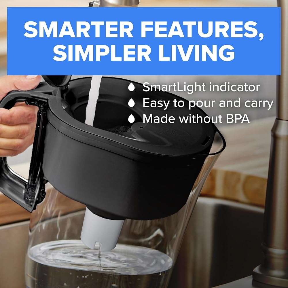 Brita Large 10-Cup Water Filter Pitcher, WQA NSF/ANSI Certified, Removes Chlorine Taste & Odor, Reduces Zinc, Copper & Mercury, 1 Standard Filter, Lasts 2 Months, Bright White - Image 4