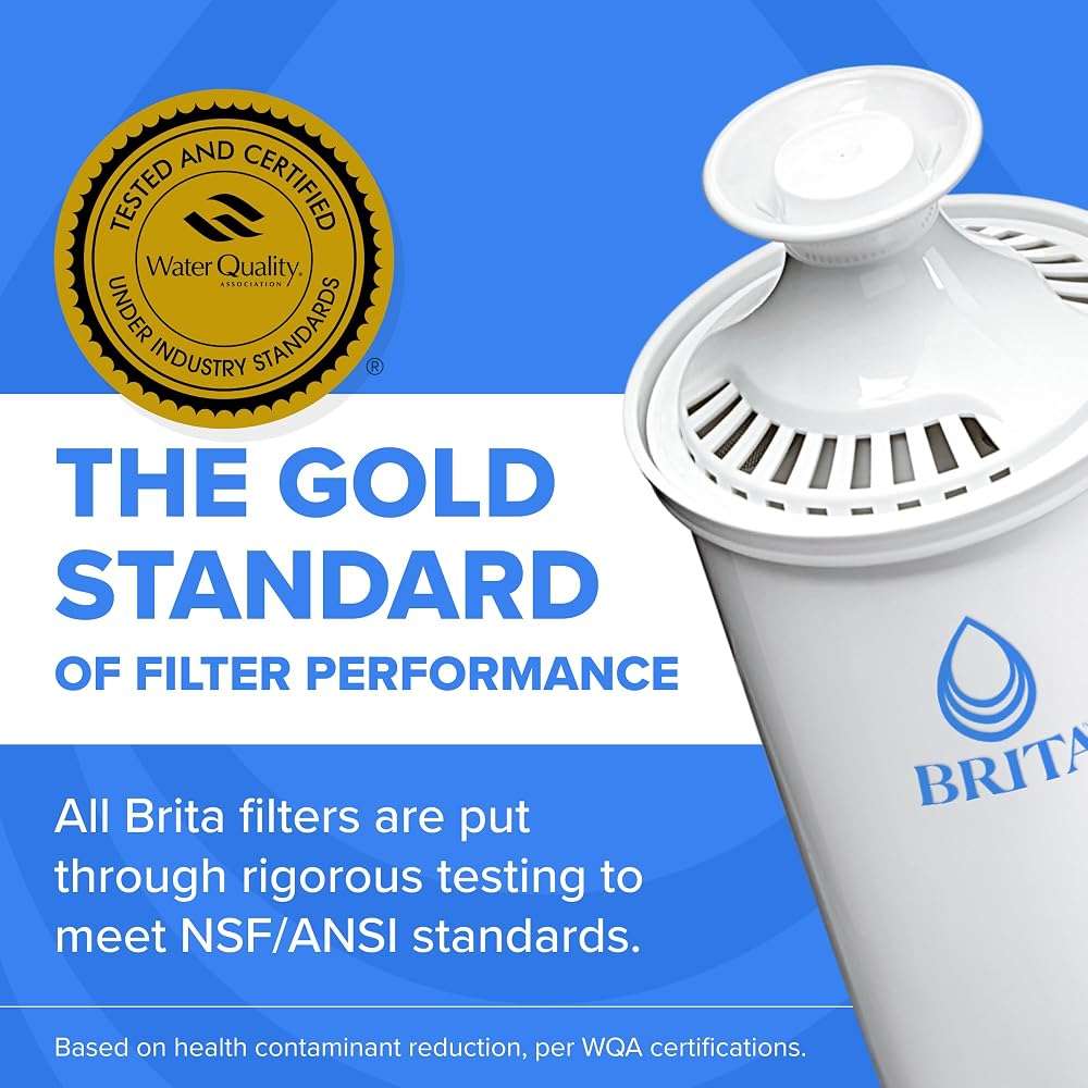 Brita Large 10-Cup Water Filter Pitcher, WQA NSF/ANSI Certified, Removes Chlorine Taste & Odor, Reduces Zinc, Copper & Mercury, 1 Standard Filter, Lasts 2 Months, Bright White - Image 6