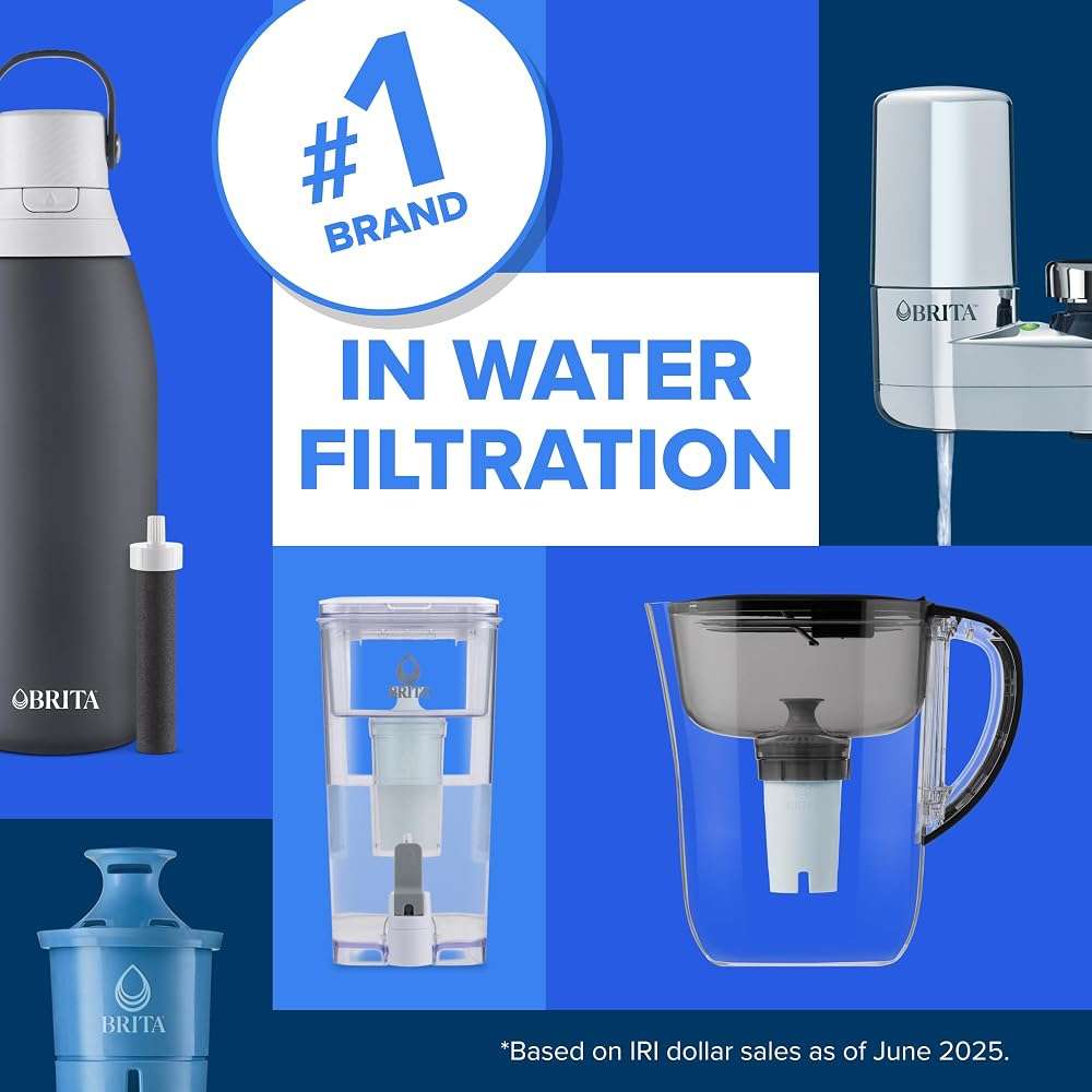 Brita Large 10-Cup Water Filter Pitcher, WQA NSF/ANSI Certified, Removes Chlorine Taste & Odor, Reduces Zinc, Copper & Mercury, 1 Standard Filter, Lasts 2 Months, Bright White - Image 9