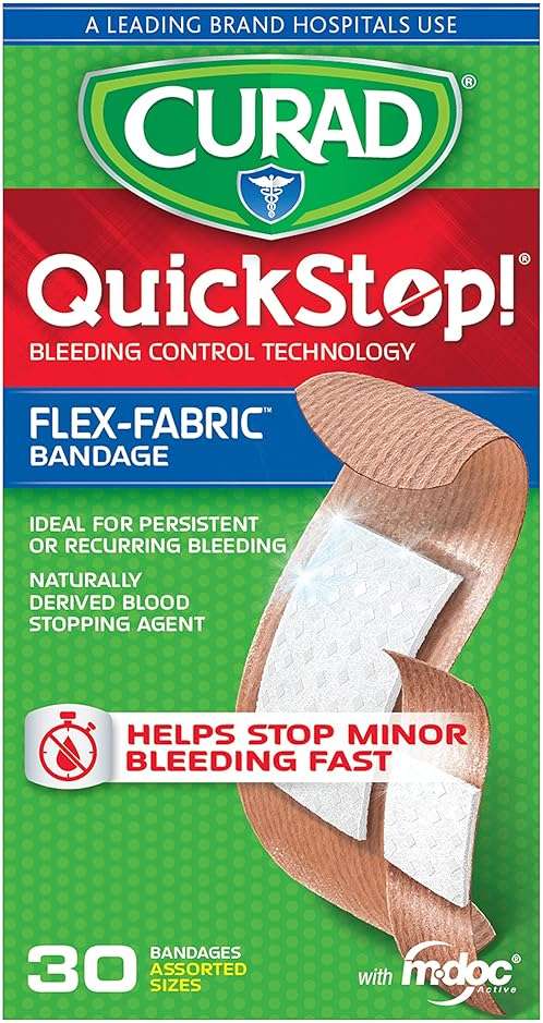 CURAD QuickStop Bleeding Control Flexible Fabric Bandages, Assorted Sizes, 30 Count - Image 2