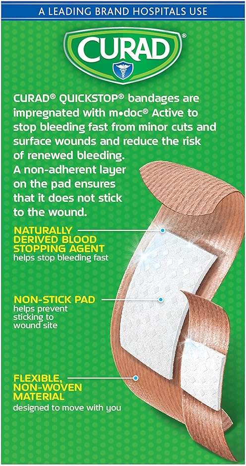 CURAD QuickStop Bleeding Control Flexible Fabric Bandages, Assorted Sizes, 30 Count - Image 3