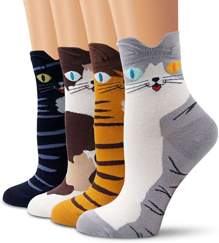 Ambielly Cute Animal Design Women's Socks Casual Cotton Crew Socks - Image 1