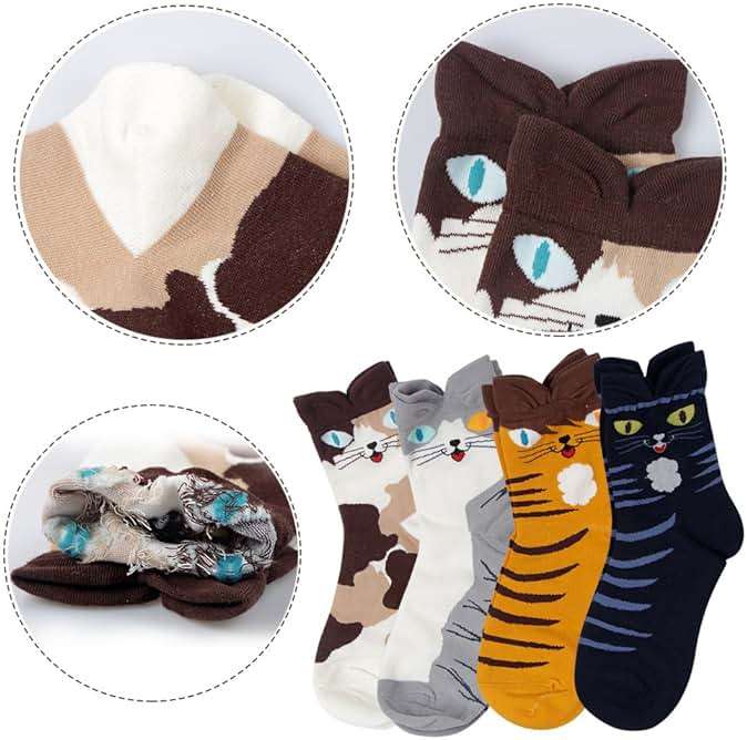 Ambielly Cute Animal Design Women's Socks Casual Cotton Crew Socks - Image 2
