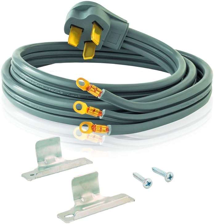 Eastman 3-Prong Electric Range Cord, 40 Amps, 4 Foot Length, Grey, 61256 - Image 1
