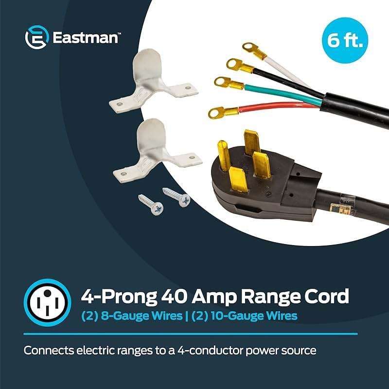 Eastman 6 Feet Electric Range Cord, 40 Amps 4-Prong Wire, 61273 - Image 2