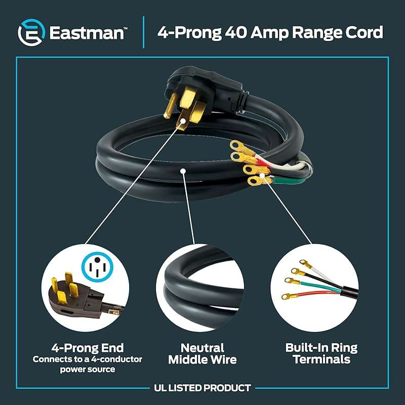 Eastman 6 Feet Electric Range Cord, 40 Amps 4-Prong Wire, 61273 - Image 6