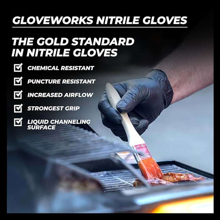 GLOVEWORKS 6 Mil Black Nitrile Disposable Gloves, Raised Diamond Grip Medium Duty Bulk for Automotive Cleaning & Food Service - Image 5