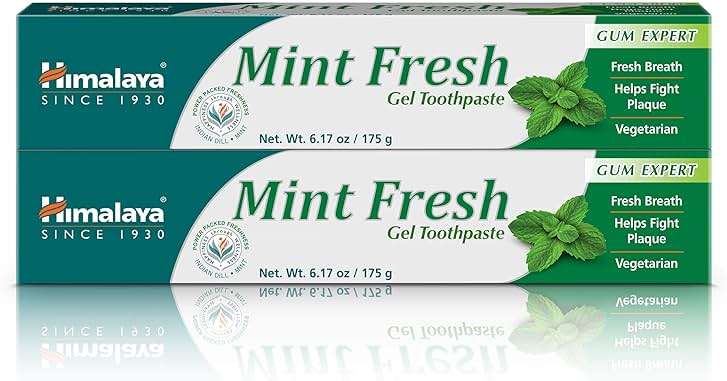Himalaya Mint Fresh Gel Toothpaste, Fluoride Free to Reduce Plaque & Brighten Teeth, 6.17 oz, 2 Pack - Image 1