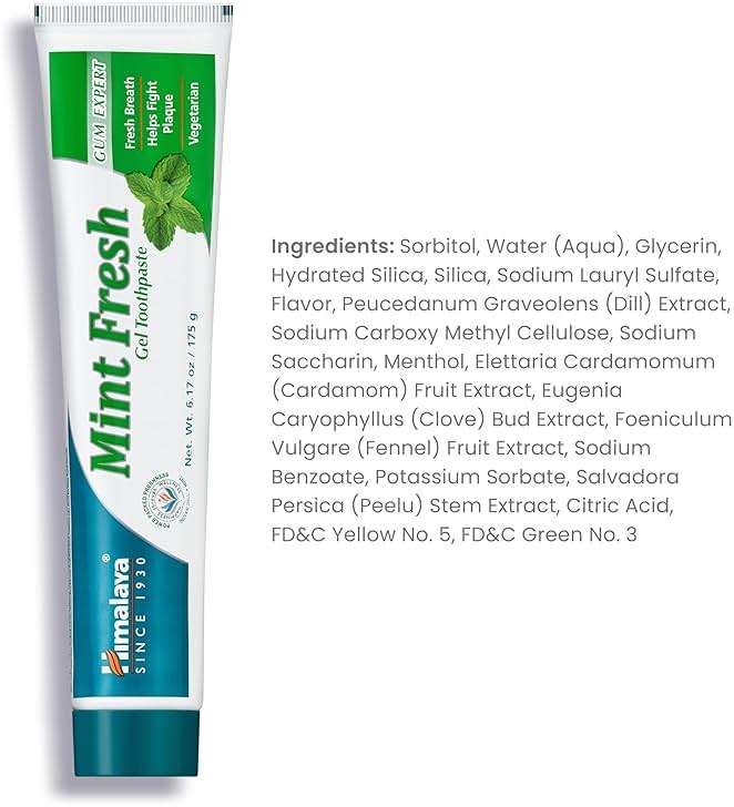 Himalaya Mint Fresh Gel Toothpaste, Fluoride Free to Reduce Plaque & Brighten Teeth, 6.17 oz, 2 Pack - Image 2