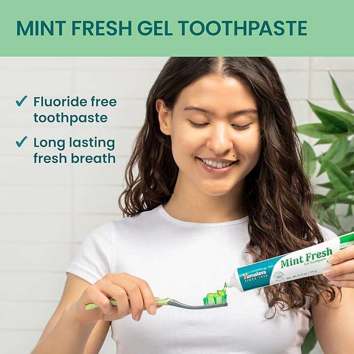 Himalaya Mint Fresh Gel Toothpaste, Fluoride Free to Reduce Plaque & Brighten Teeth, 6.17 oz, 2 Pack - Image 3