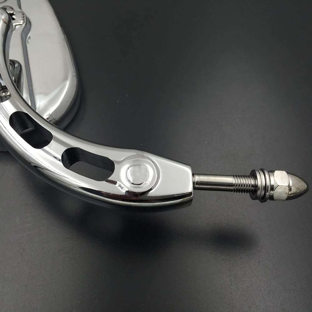 HTTMT MT383D- Chrome Skull Side Mirrors Compatible with Harley Davidson 1982-later all models (except VRSCF,2014-later FLHTKSE,FLHRSE6, FLHR and FLHRC models and XL1200X mounted below the handlebars) - Image 5