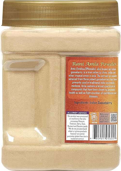 Rani Amla Powder (Indian Gooseberry) 20oz (1.25lbs) 571g PET Jar ~ All Natural | No Color | Gluten Friendly | Vegan | NON-GMO | Kosher | No Salt or fillers | Indian Origin - Image 4