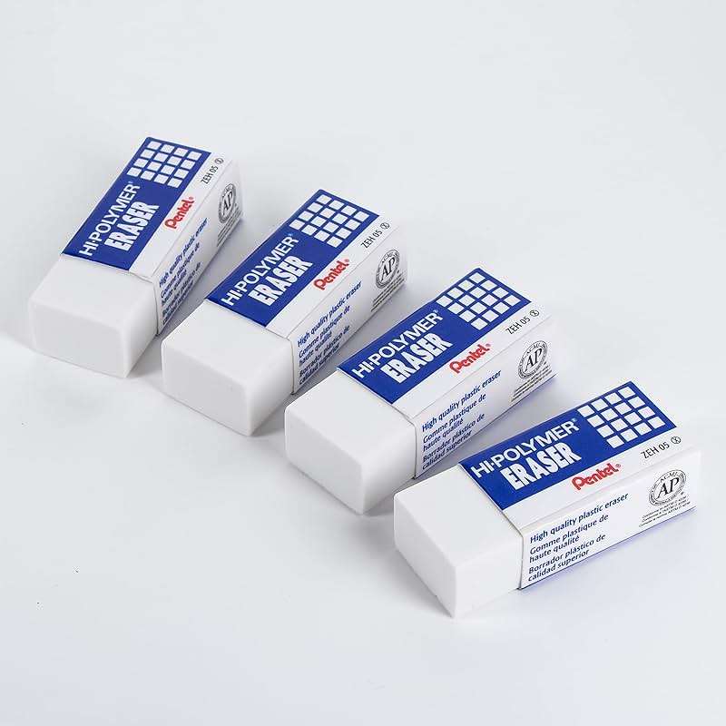 Pentel Hi-Polymer Block Eraser Small White, Pack of 4 (ZEH05BP4) - Image 3