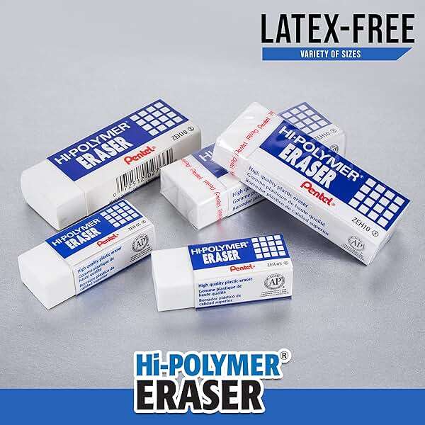 Pentel Hi-Polymer Block Eraser Small White, Pack of 4 (ZEH05BP4) - Image 6