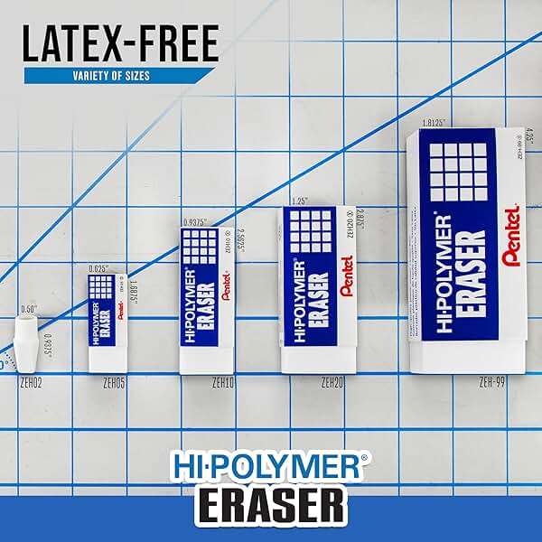 Pentel Hi-Polymer Block Eraser Small White, Pack of 4 (ZEH05BP4) - Image 7