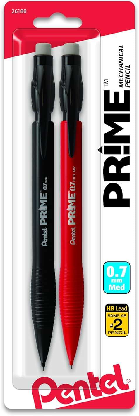 Pentel Prime Mechanical Pencil 0.7Mm Assorted Barrel Colors, Pack of 2 (AX7BP2) - Image 1