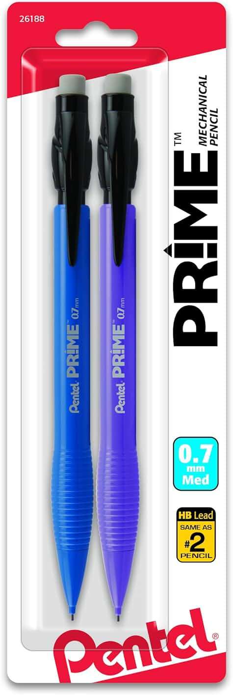 Pentel Prime Mechanical Pencil 0.7Mm Assorted Barrel Colors, Pack of 2 (AX7BP2) - Image 2