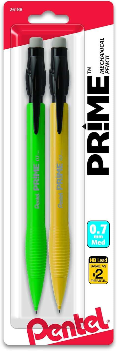 Pentel Prime Mechanical Pencil 0.7Mm Assorted Barrel Colors, Pack of 2 (AX7BP2) - Image 3
