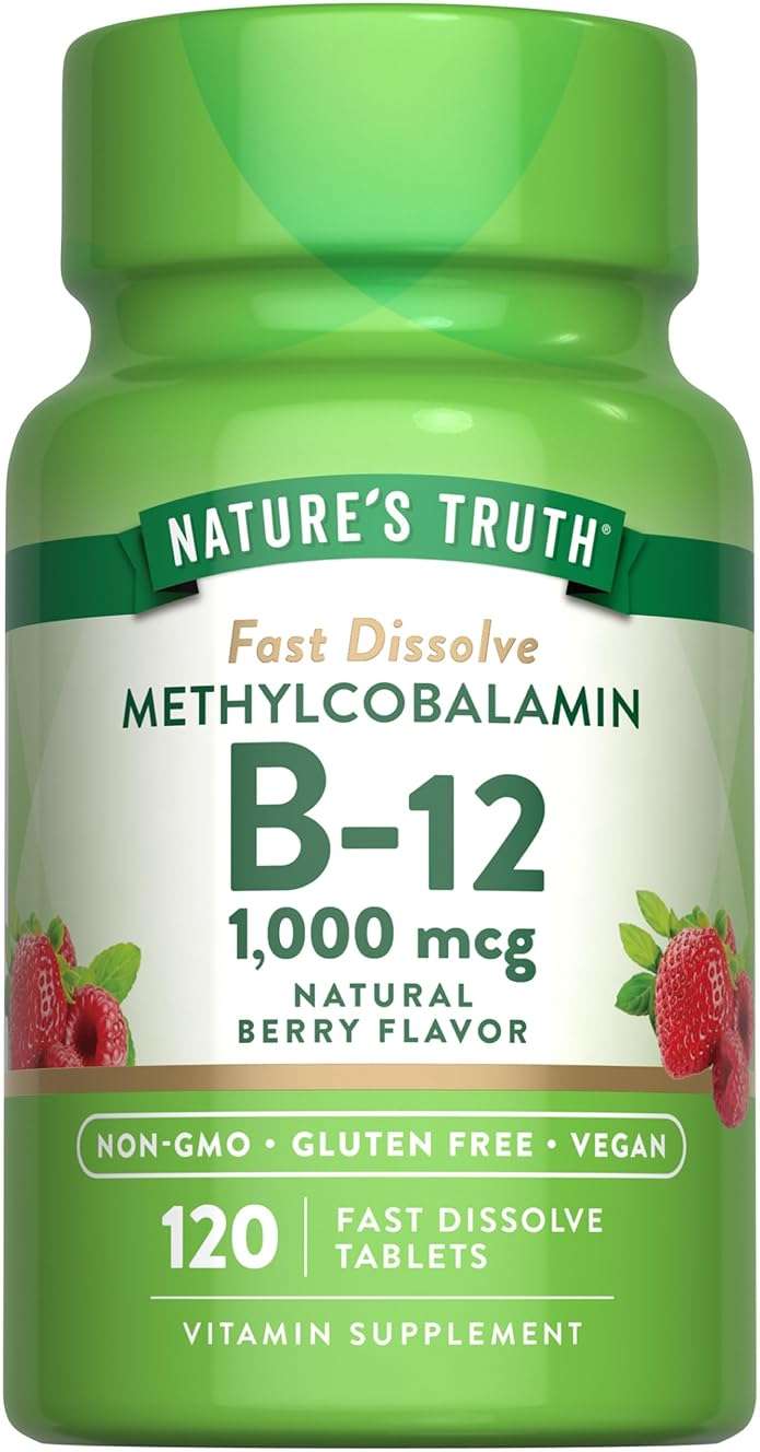 Nature's Truth B12 Vitamin Sublingual Tablets | 1000 mcg | 120 Count | Vegan, Non-GMO & Gluten Free - Image 1