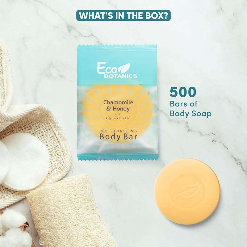 Eco Botanics Travel Size Hotel Body Bar 500 Count 0.89 oz Bottles Guest Amenities for Hotels Vacation Rentals & Short Term Rentals Paraben Free White Tea Scent Infused with Aloe Honey & Olive Oil - Image 3