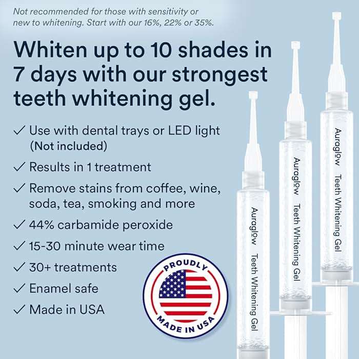 Auraglow 44% Teeth Whitening Gel for Trays, Retainers & Aligners – Dentist Strength Carbamide Peroxide Whitener, 30 Treatments, 3 Syringes (5mL) - Image 2