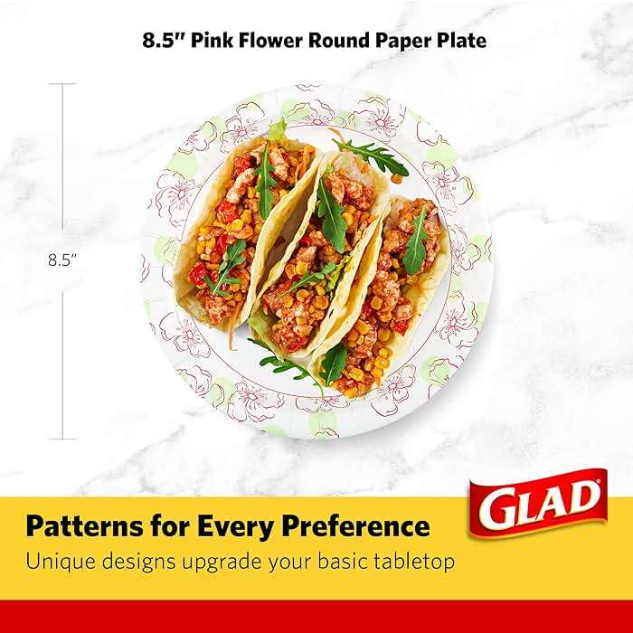 Glad Disposable Paper Plates, Pink Floral Pattern, 8.5 Inch Round, Soak Proof Coating, Microwave Safe, Cut Resistant, Sturdy for Dinner, Parties, and Everyday Meals, 50 Count - Image 3