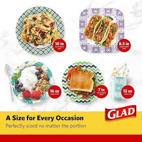 Glad Disposable Paper Plates, Pink Floral Pattern, 8.5 Inch Round, Soak Proof Coating, Microwave Safe, Cut Resistant, Sturdy for Dinner, Parties, and Everyday Meals, 50 Count - Image 10