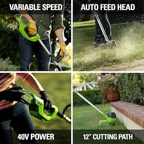 Greenworks 40V 12 Inch Cordless String Trimmer with 2Ah Battery & Charger, Dual Auto Feed Line, Variable Speed, Lightweight Weed Eater, 3 Year Warranty - Image 5