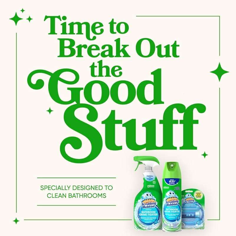 Scrubbing Bubbles Bathroom and Shower Cleaner Disinfectant Aerosol, Foaming Action Bathroom Grime Fighter, Rainshower Scent, 20oz - Image 7