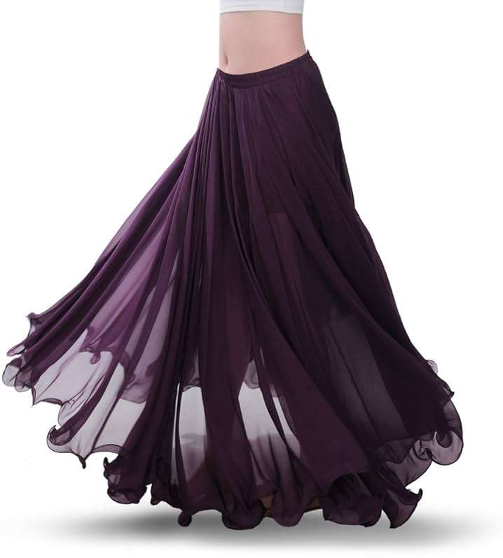 ROYAL SMEELA Chiffon Belly Dance Skirt for Women Belly Dancing Costume Outfit Tribal Maxi Full Skirts Solid Color Skirt Voile - Image 2