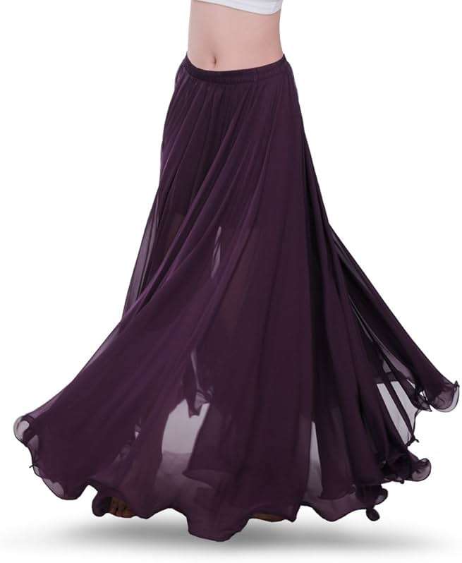 ROYAL SMEELA Chiffon Belly Dance Skirt for Women Belly Dancing Costume Outfit Tribal Maxi Full Skirts Solid Color Skirt Voile - Image 3