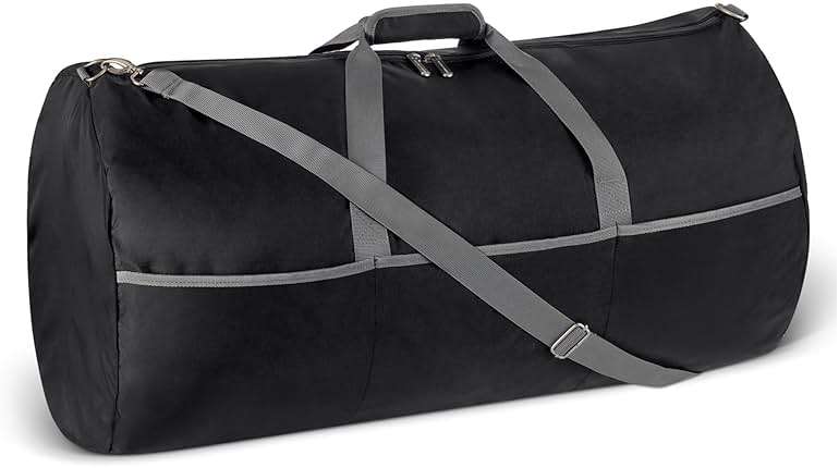 Amazon Essentials Extra Large Foldable Nylon Duffel Bag for Travel/Storage with Zippered Pockets, 32.4", 150L, 50-LBS Capacity, Black (Previously Amazon Basics) - Image 1