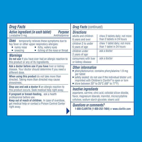 Claritin 24 Hour Allergy Chewables for Kids, Non Drowsy Allergy Relief, 30 Count - Image 2
