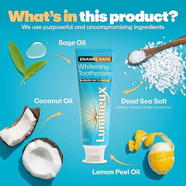 Lumineux Teeth Whitening Toothpaste 2 Pack Peroxide Free Enamel Safe for Sensitive Whiter Teeth, Fluoride Free, No Alcohol, Artificial Colors, SLS Free Dentist Formulated - 3.75 Oz - Image 3