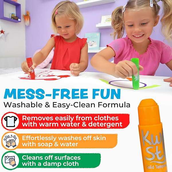 Kwik Stix Solid Tempera Paint Sticks, 24 Colors, Washable Paint Sticks for Kids, Non-Toxic, Quick Drying, Allergen Free, Comes in Classic, Metallic, & Neon Colors, Ideal for Kids and Toddlers - Image 4