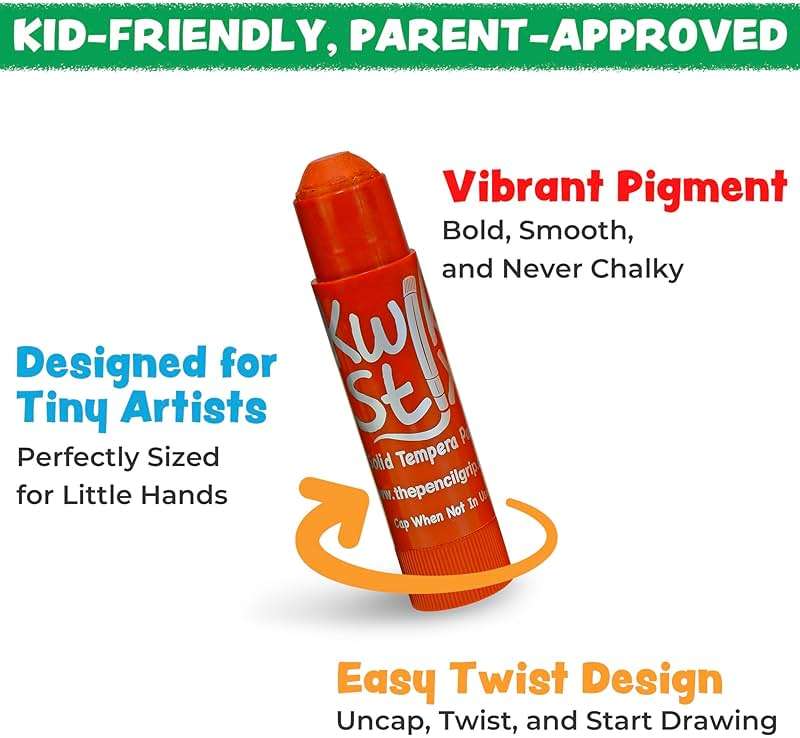 Kwik Stix Solid Tempera Paint Sticks, 24 Colors, Washable Paint Sticks for Kids, Non-Toxic, Quick Drying, Allergen Free, Comes in Classic, Metallic, & Neon Colors, Ideal for Kids and Toddlers - Image 7