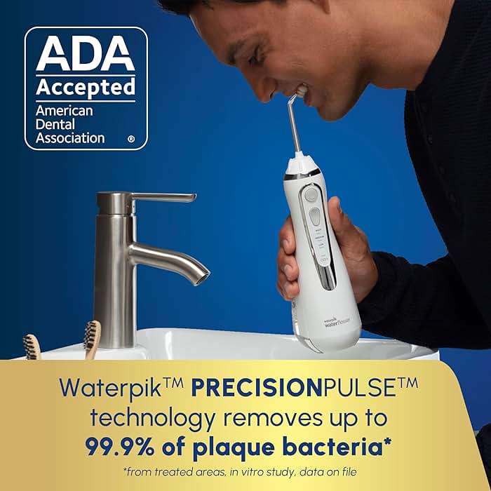 Waterpik Cordless Advanced 2.0 Water Flosser For Teeth, Gums, Braces, Dental Care With Travel Bag and 4 Tips, ADA Accepted, Rechargeable, Portable, and Waterproof, White WP-580, Packaging May Vary - Image 4