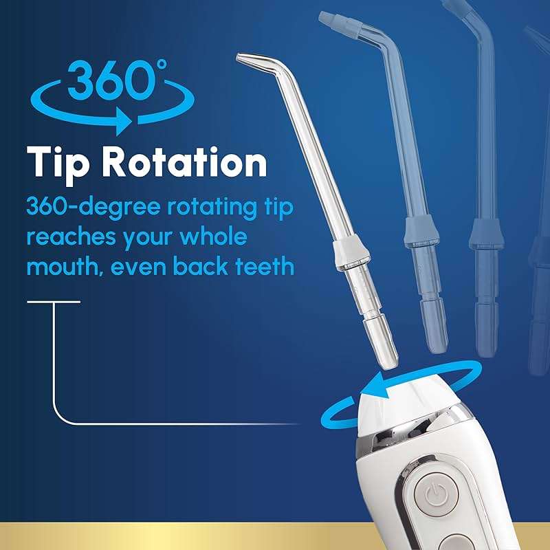 Waterpik Cordless Advanced 2.0 Water Flosser For Teeth, Gums, Braces, Dental Care With Travel Bag and 4 Tips, ADA Accepted, Rechargeable, Portable, and Waterproof, White WP-580, Packaging May Vary - Image 7