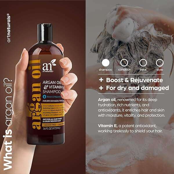 artnaturals Argan Hair Growth Shampoo - (16 Fl Oz / 473ml) - Sulfate Free - Treatment for Hair Loss, Thinning & Regrowth - Men & Women - Infused with Biotin, Argan Oil, Keratin, Caffeine - Image 3